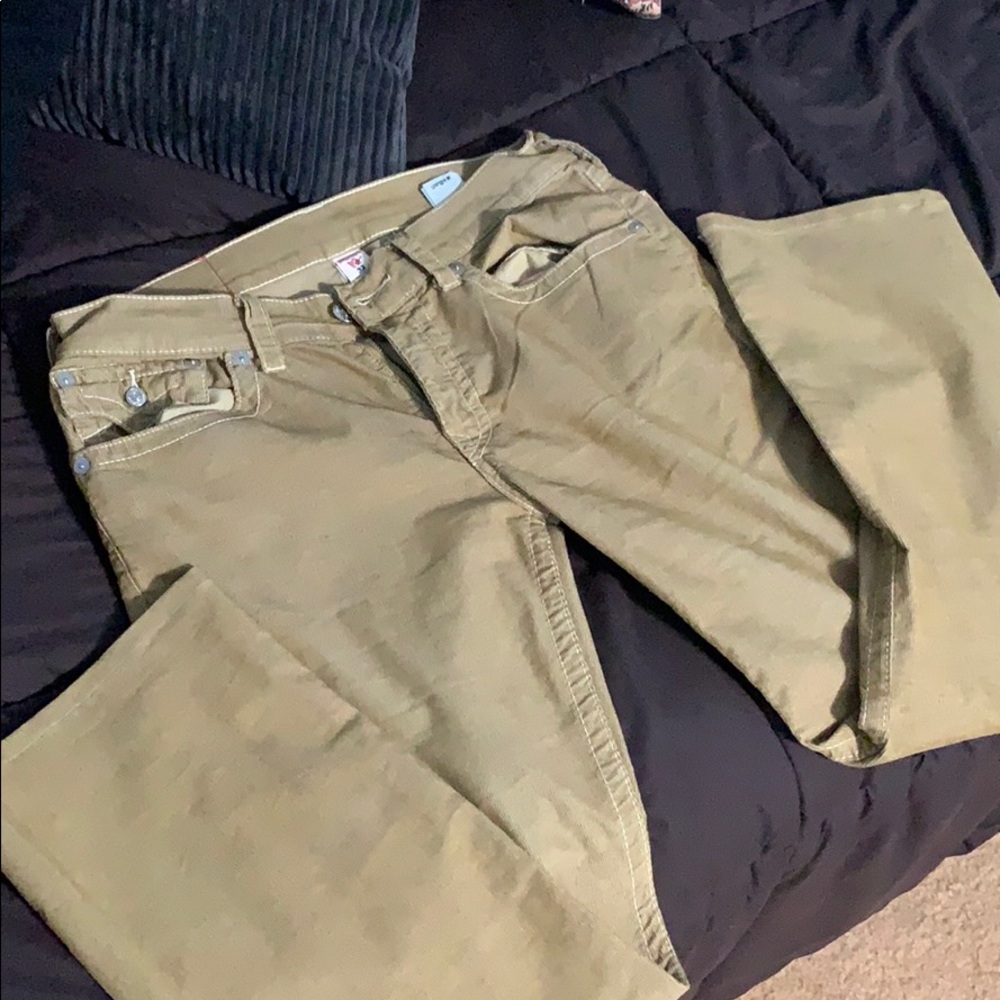 True religion micro cords in straw.